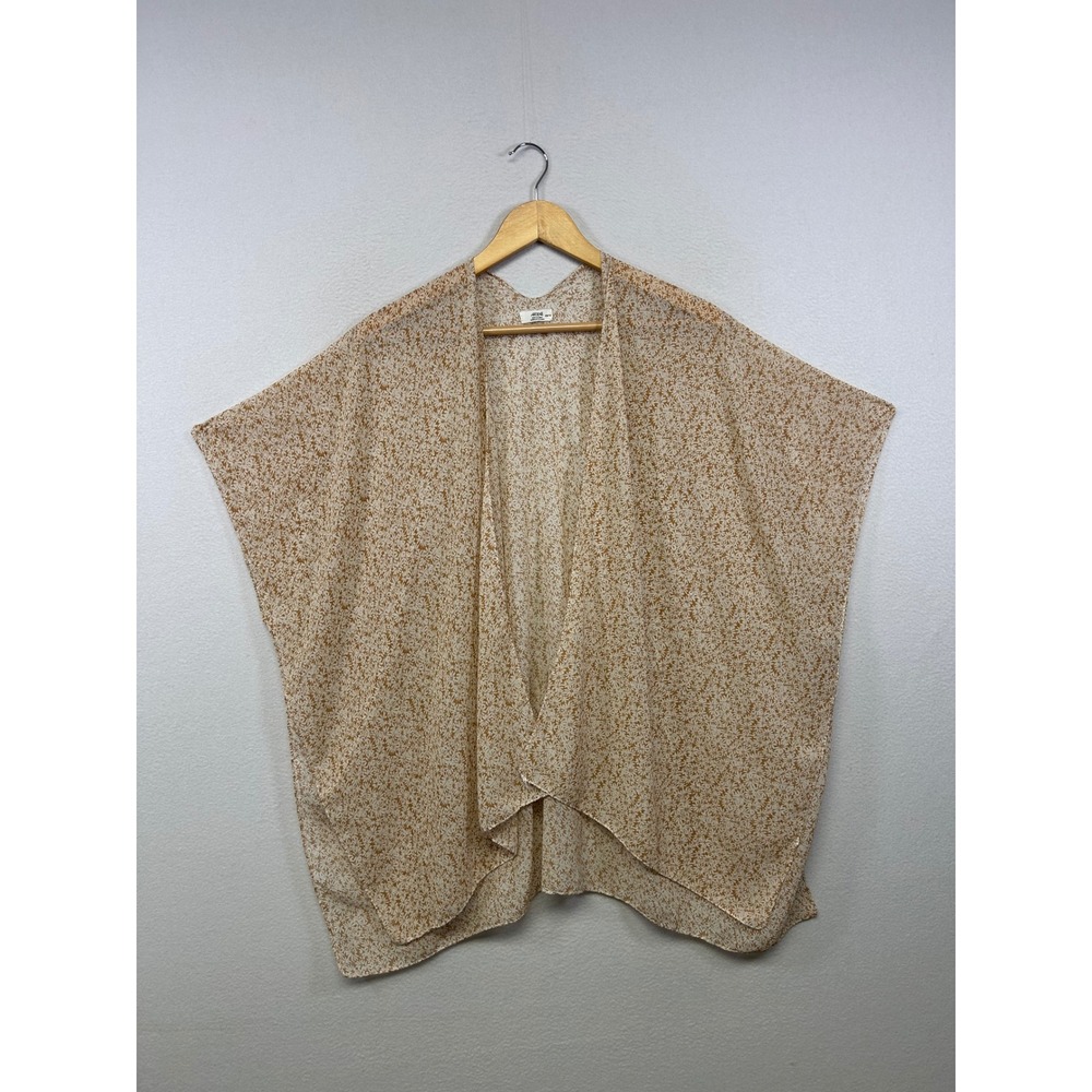 Ardene Boho Cottagecore Women OS Tan Floral Sheer Open Front Kimono Wrap